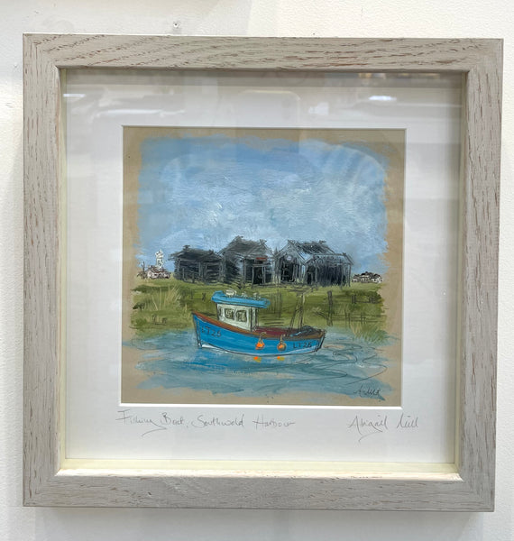 Southwold Harbour LT25 Framed -  Sketchy Oil 11” x 11”