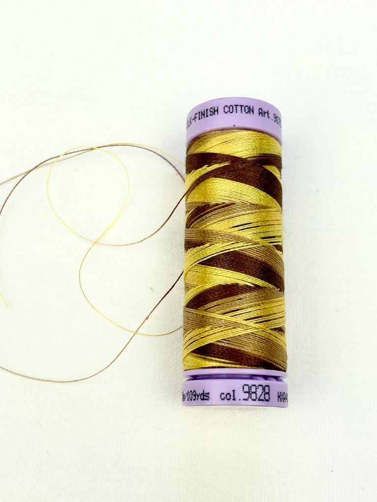 Small Yellow / Brown Variegated Mettler Thread 9828 - 100m