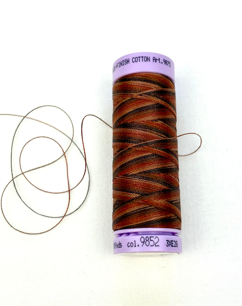 Small Dark Brown Variegated Mettler Thread 9852- 100m