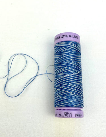 Small Blue Variegated Mettler Thread 9811- 100m