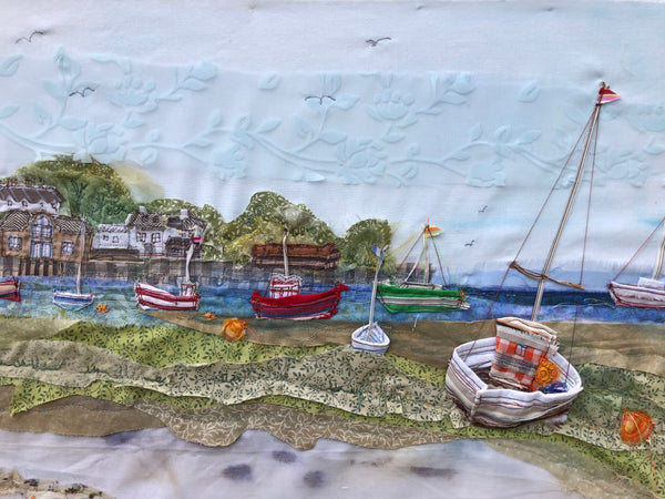 Leigh on Sea Landscape embroidery - Framed