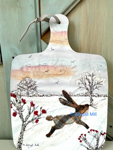 Winter Berry Hare - Large Chopping Board