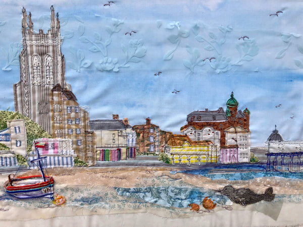 Cromer Seafront Landscape embroidery - Framed