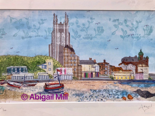 Cromer Seafront Landscape embroidery - Framed