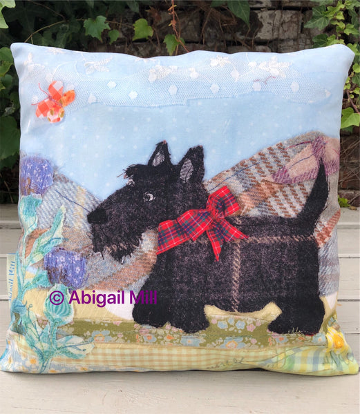 Scotty dog/ Highland Camper Velvet Cushion