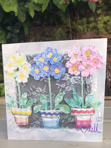 Primula Pots Greetings card