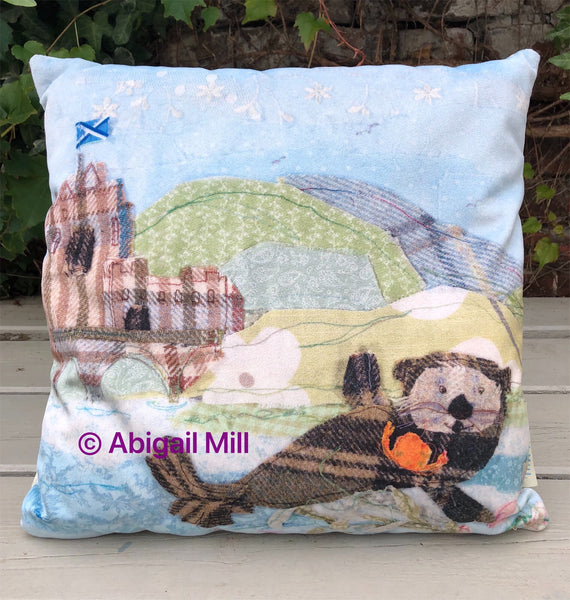 Sea Otter/ Crofters Cottage Velvet Cushion