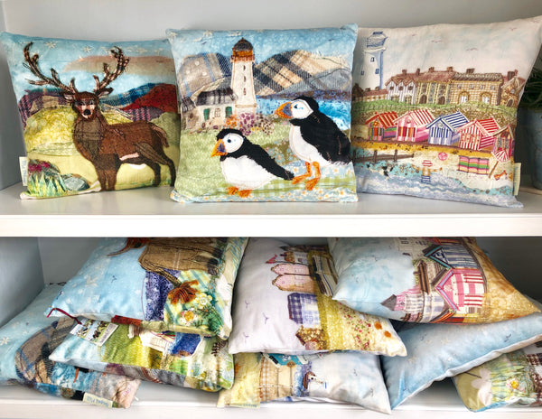 Sea Otter/ Crofters Cottage Velvet Cushion