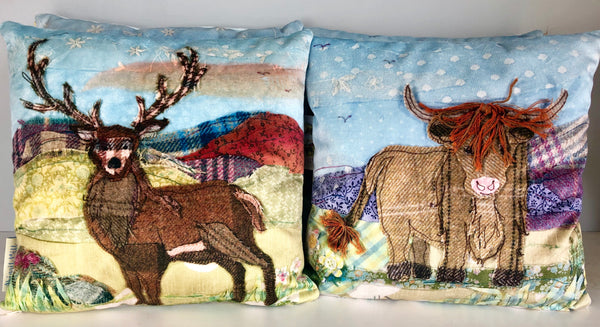 Stag/ Highland Cow Velvet Cushion