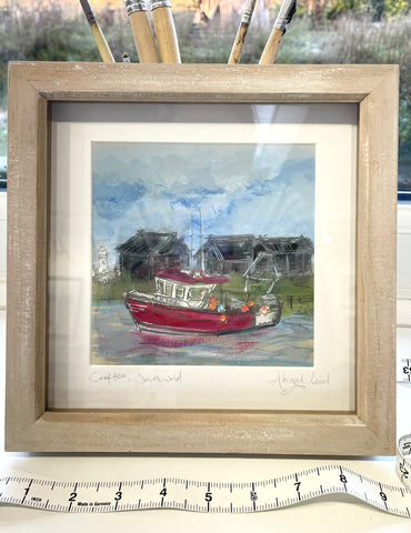 Southwold Harbour Crofter Framed -  Sketchy Oil 9” x 9”