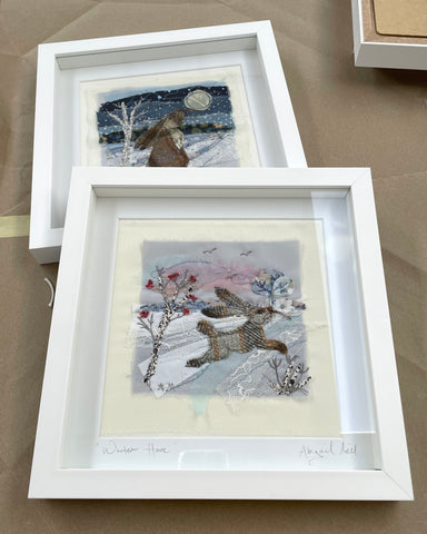 Winter Hare Embroidery  - Framed