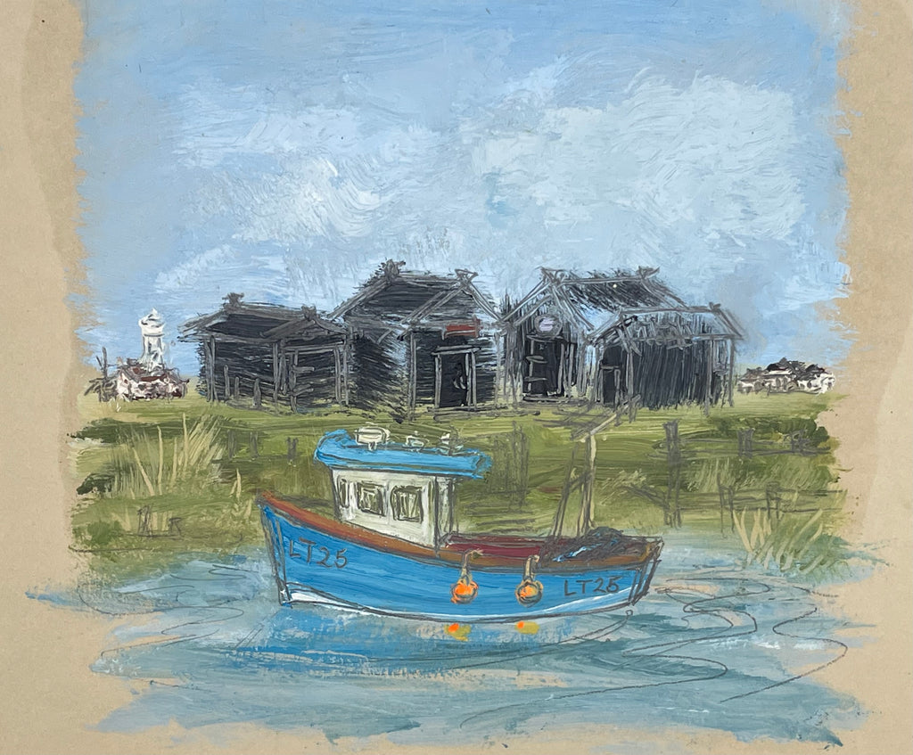 Southwold Harbour LT25 Framed -  Sketchy Oil 11” x 11”