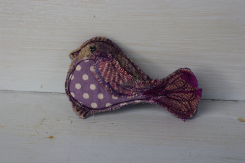 Lilac spotty Bird brooch
