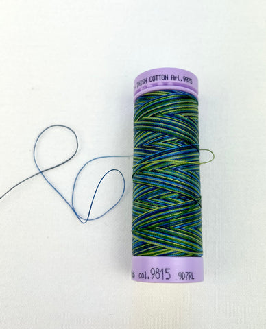 Small Dark Turquoise Variegated Mettler Thread 9815 - 100m
