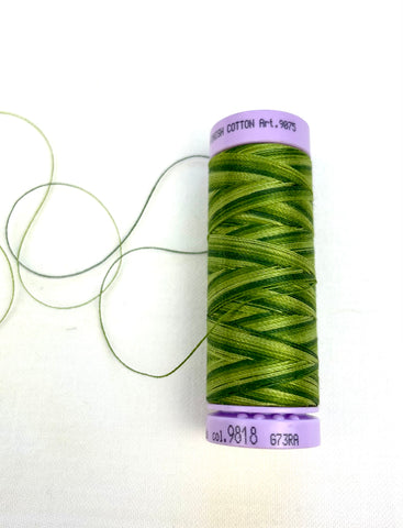 Small Dark Green Variegated Mettler Thread 9818 - 100m