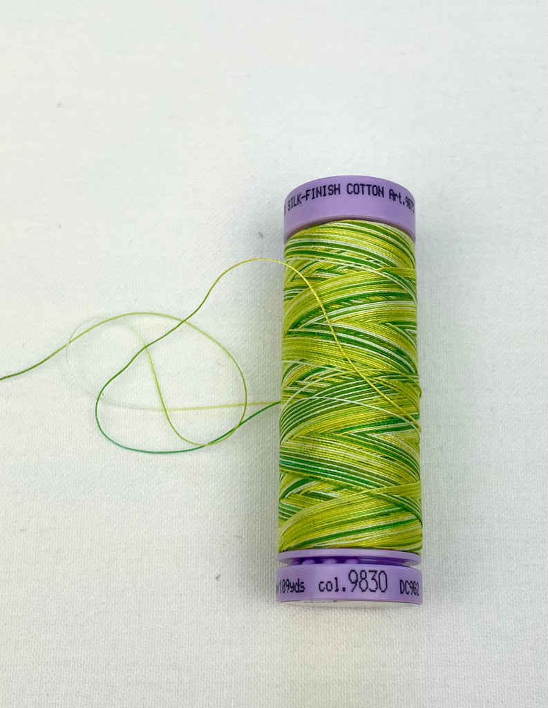 Small Bright Green Variegated Mettler Thread 9830 - 100m