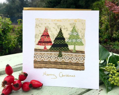 Handmade Christmas card- Three Christmas Trees