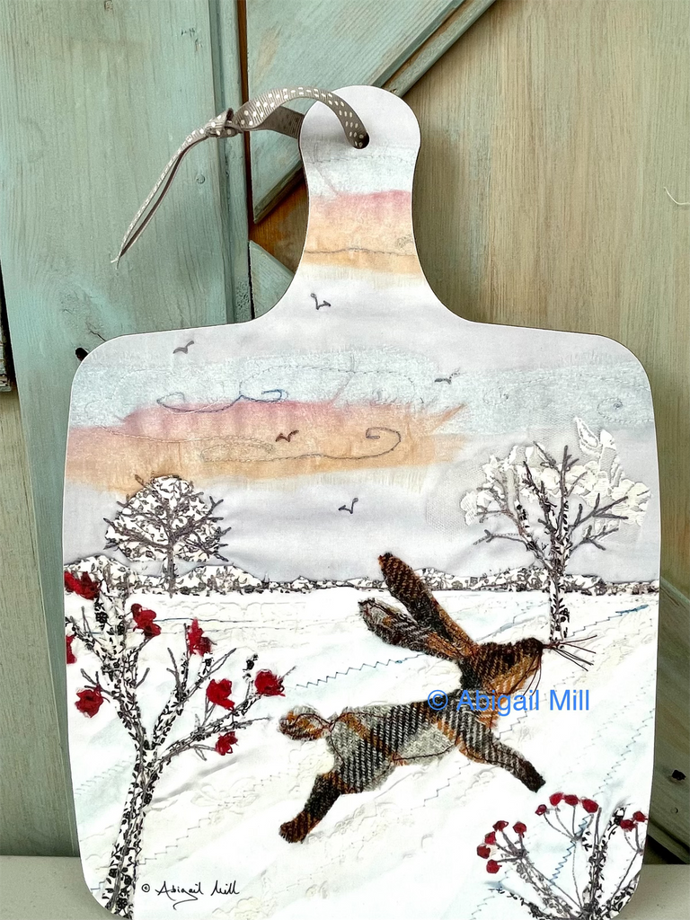 Winter Berry Hare - Large Chopping Board