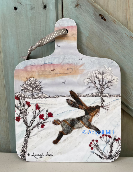 Winter Berry Hare  - Little Chopping Board