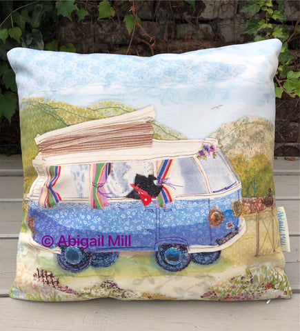 Scotty dog/ Highland Camper Velvet Cushion