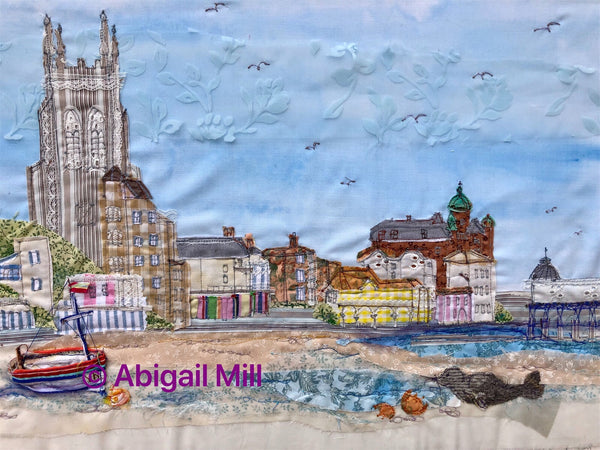 Cromer Seafront Landscape embroidery - Framed