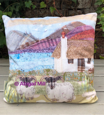 Sea Otter/ Crofters Cottage Velvet Cushion