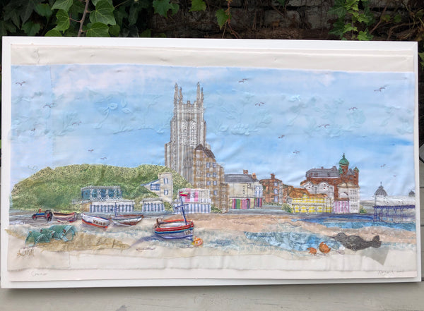 Cromer Seafront Landscape embroidery - Framed